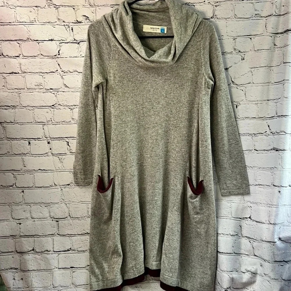 Sparrow Anthropologie Sweater Dress Cowl Neck Lambs Wool Cashmere Oversized XS